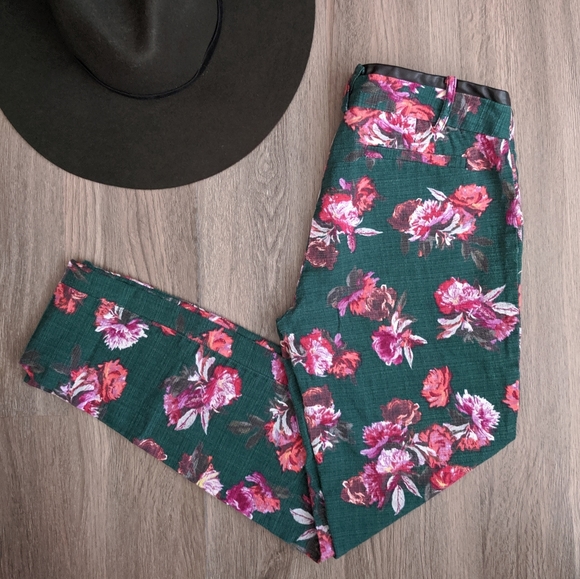 Cartonnier Green Floral Charlie Ankle Pants Size 2 - Picture 3 of 7